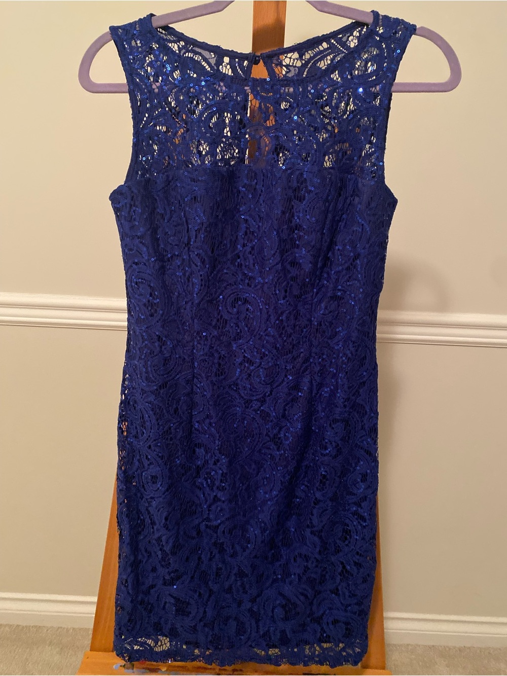 Sleeveless Lace Sheath Dress in Royal Blue